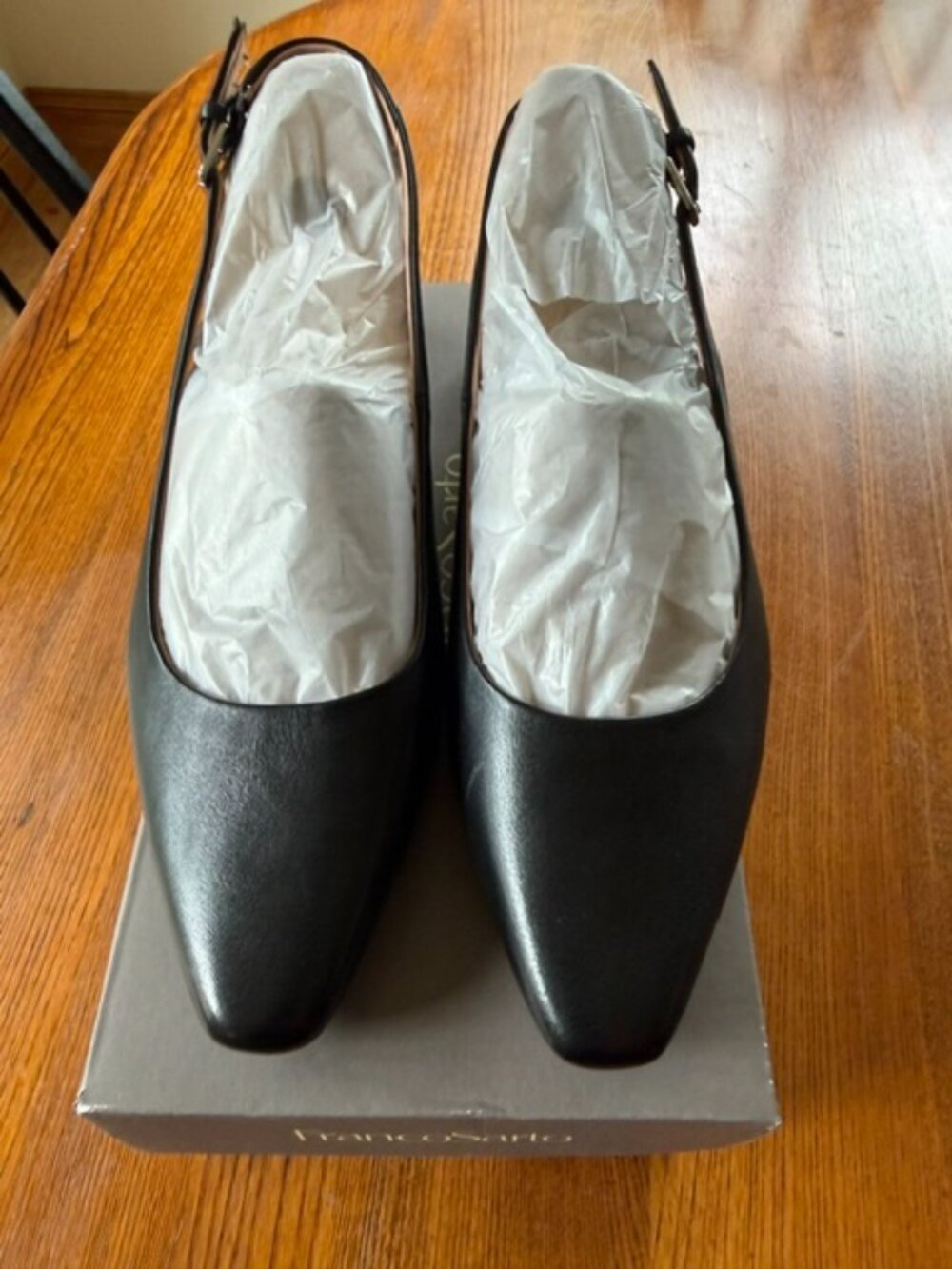 Franco Sarto Jacer Black Leather Slingback Pumps Women’s 8.5 NIB